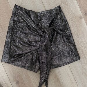 Zara Black Metallic Skirt with Front Knot